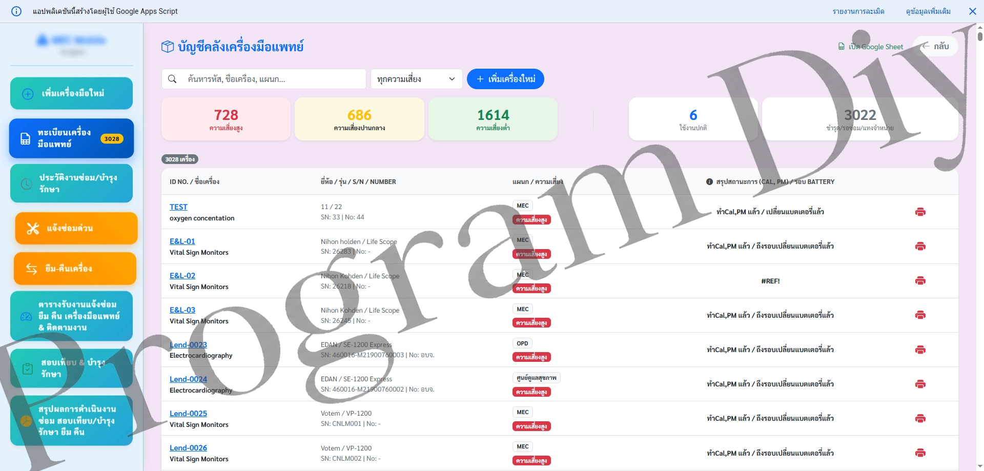 ระบบบัญชีคลินิกเครื่องเดือนแพทย์